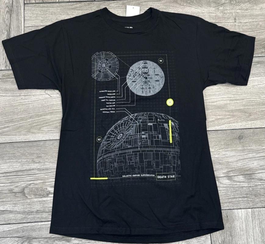 

2017 Star Wars Death Star Schematic Diagram 100% Cotton T-shirt Mens Tees Top Licensed Tee Size Medium 4XL
