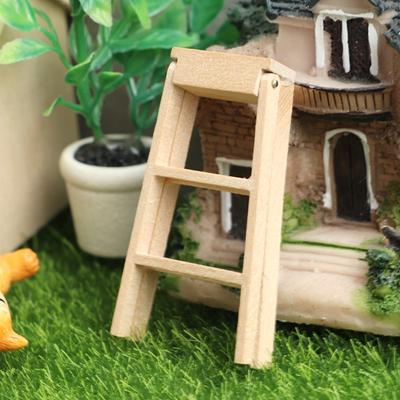 Miniature Model Wooden Ladder Dollhouse Wooden Creative Figurine Stairs Toys  Pretend Play Toys