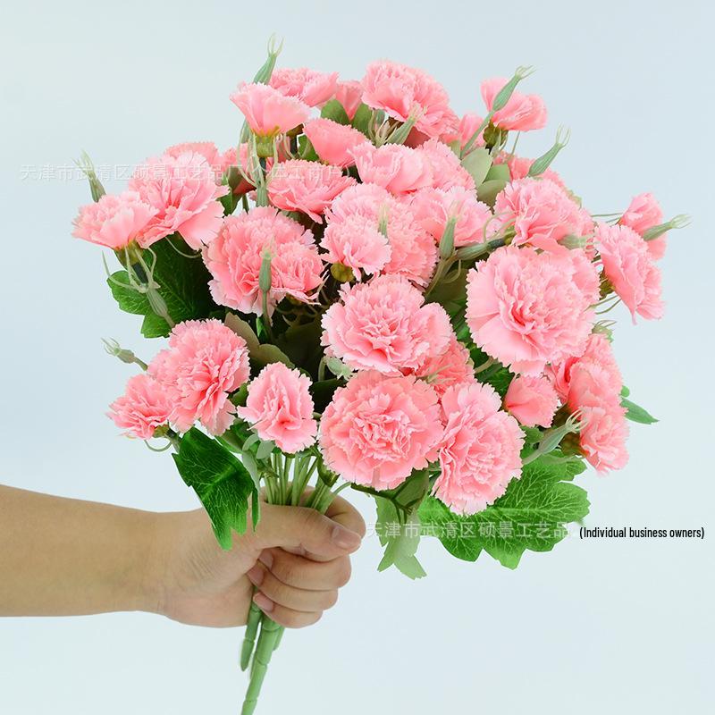 10-Head Artificial Carnation Bouquet for Mother's Day or Teacher's Day - Ideal for Home, Restaurant, and Bar Decorations