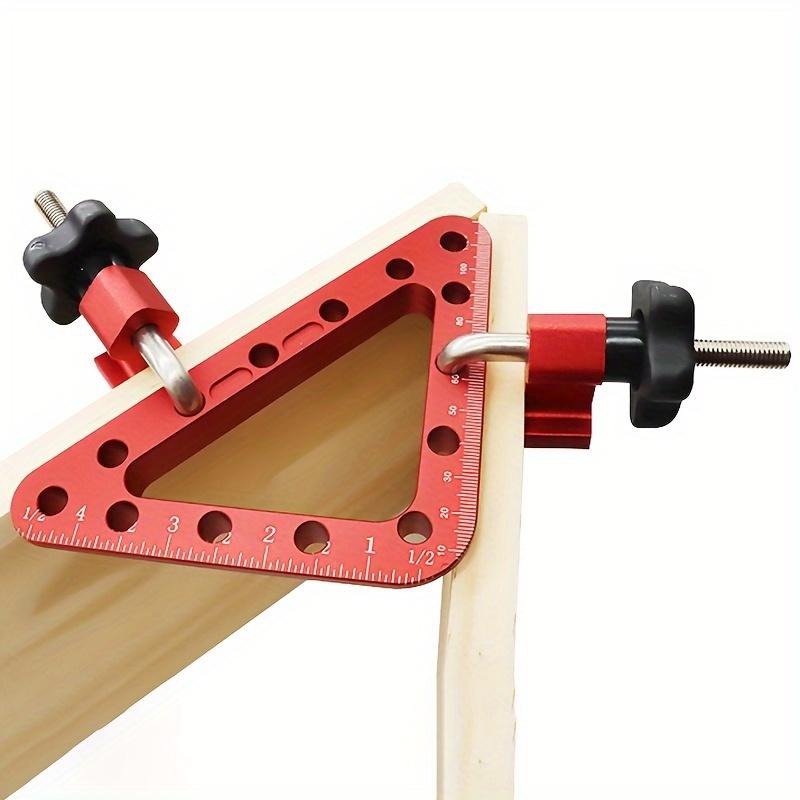 1Set Aluminum Alloy 45/90 - Degree Triangle Ruler with 2 Clamps - Woodworking Panel - Joining Positioning Tool, Installation Fixing Clip Square