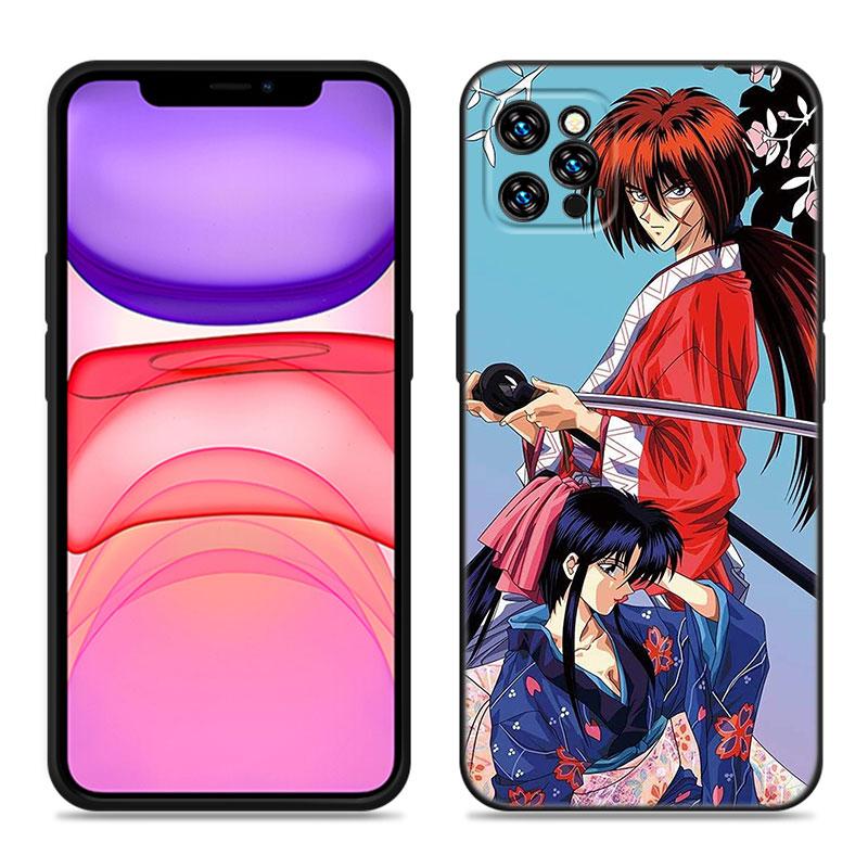 Rurouni Kenshin Anime Phone Case For Apple iPhone 12 13 Mini 11 14 15 Pro Max 7 8 Plus X XR XS SE 2020 2022 Black Silicone Case