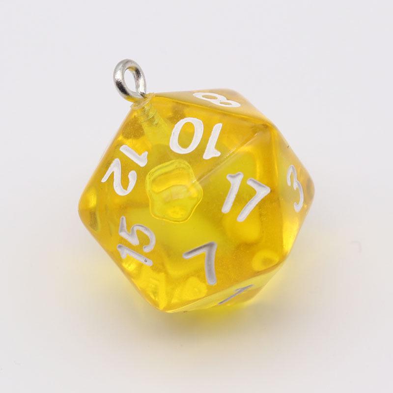 20-Sided Colored Transparent Acrylic Dice Pendant Keychain for DIY Jewelry