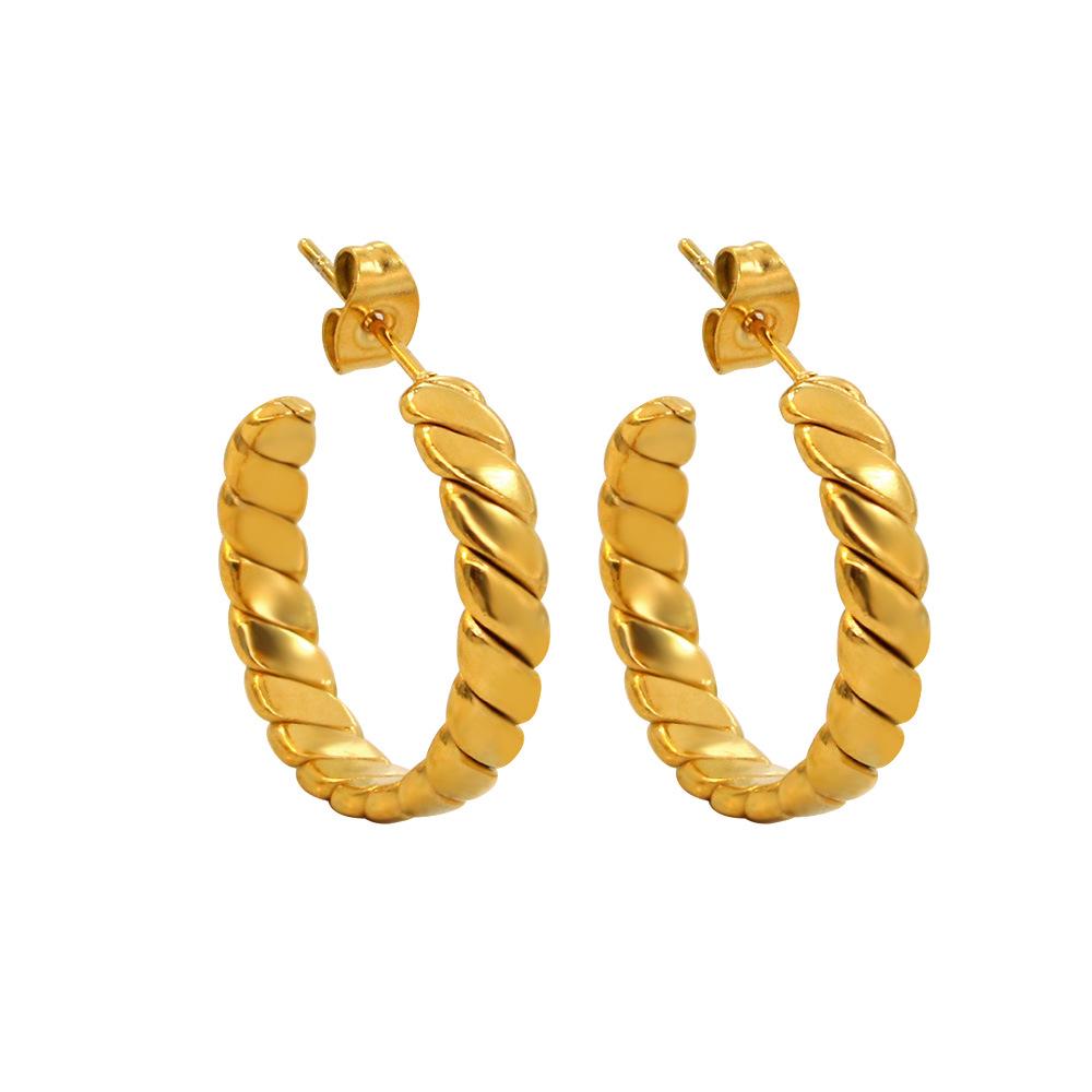 Minimalist Geometric Hoop Earrings for Women - 18K Gold Plated Titanium Steel