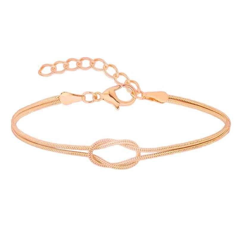 Love Knot Bracelets for Women 14K Gold Plated Dainty Snake Chain Infinity Bracelet Adjustable Stainless Steel Jewelry Gifts