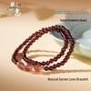 Garnet Red Natural Strawberry Quartz Double Circle Bracelet with Bead Pendant