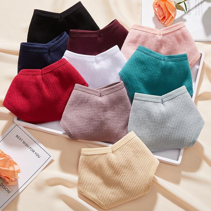 FINETOO Sexy dámské kalhotky Tanga G-String Spodní prádlo Bavlna Dámské kalhotky s pasem do V Jednobarevné T-Back Intimates Soft Waffle Spodní prádlo