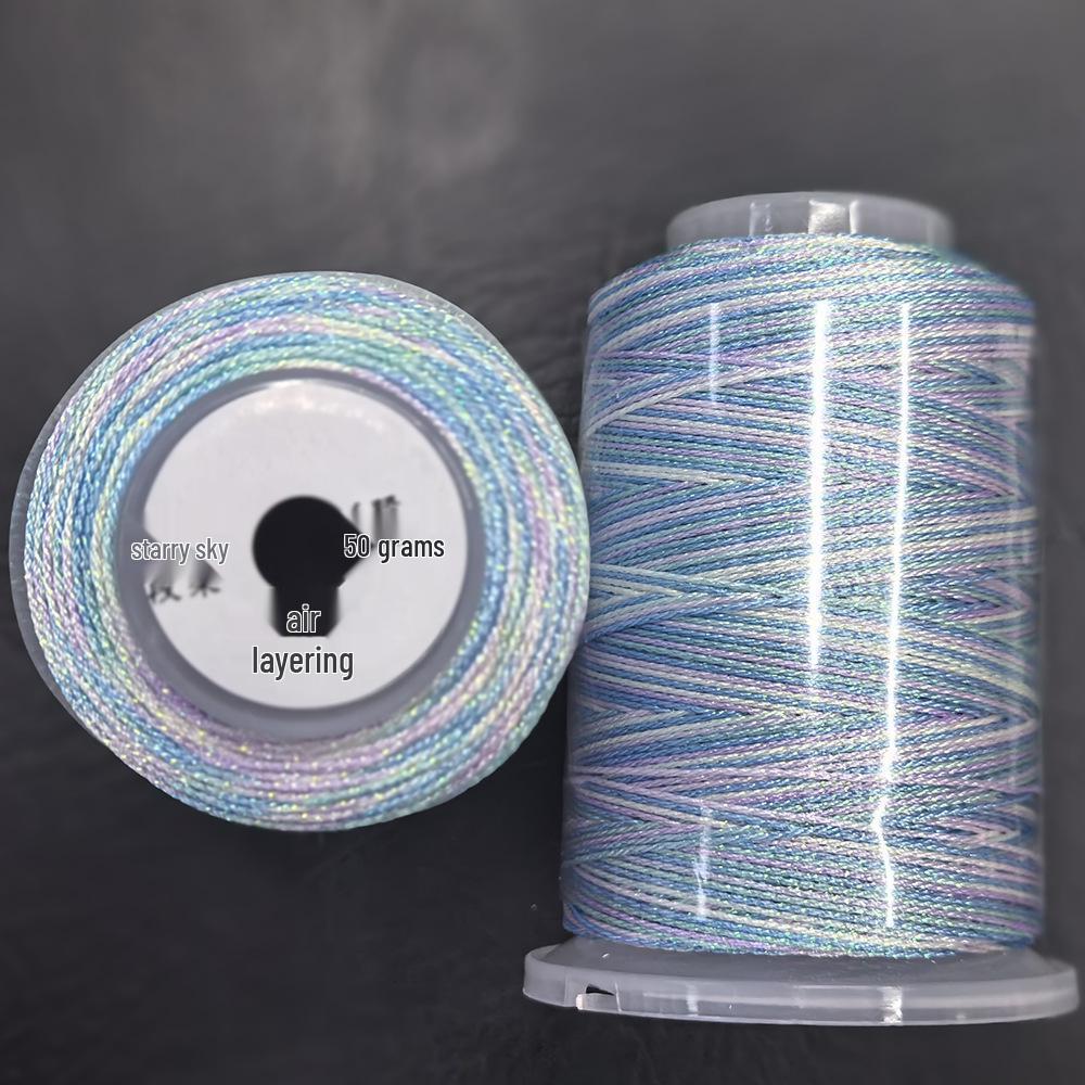 Starry Sky Gradient Yarn: 6-Strand Purple Illusion Tassel for DIY Bracelet & Handmade Weaving Accessories.