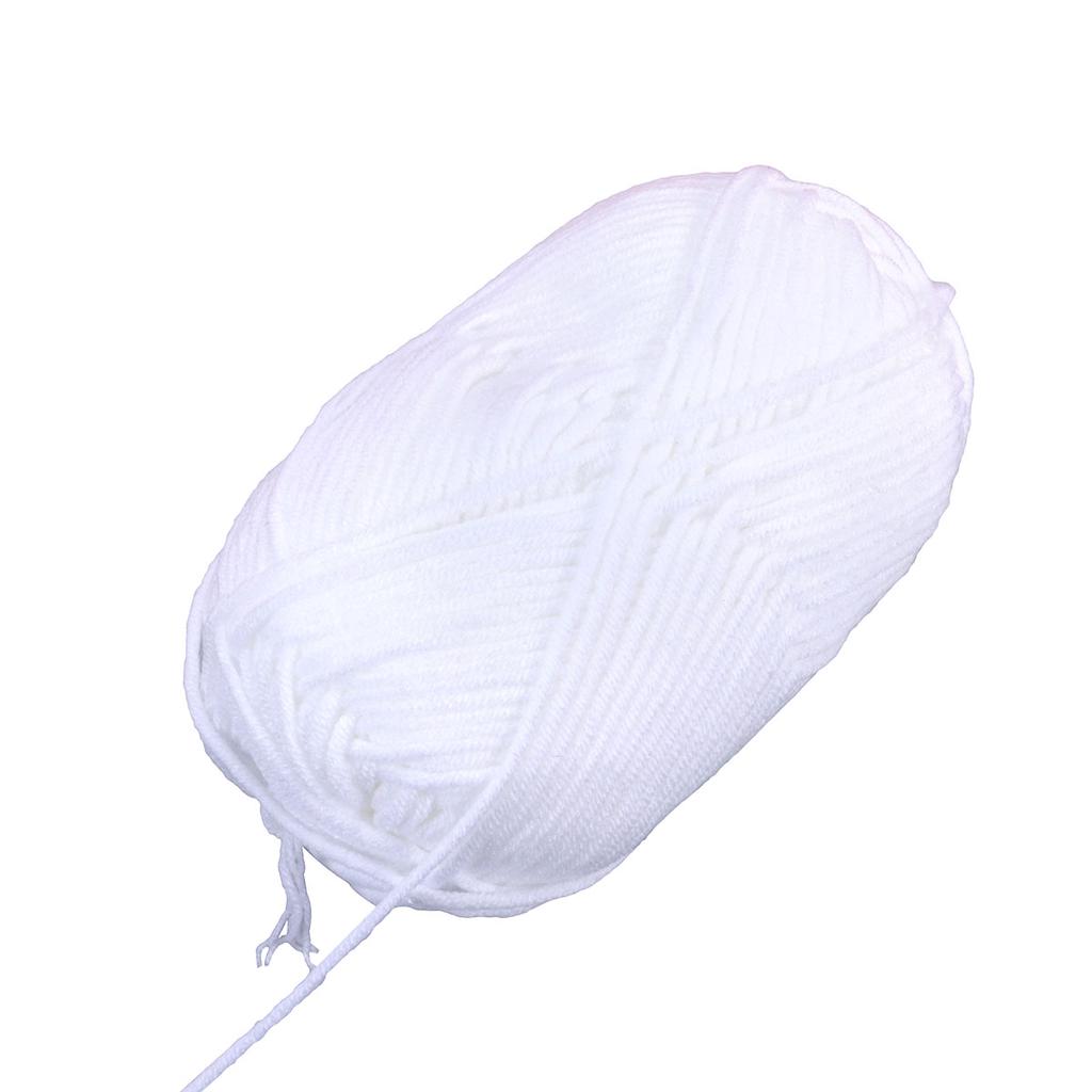 50g Milk Cotton Yarn Cotton Chunky Hand-woven Crochet Knitting Wool Yarn Warm Yarn for Sweaters Hats Scarves DIY (White)