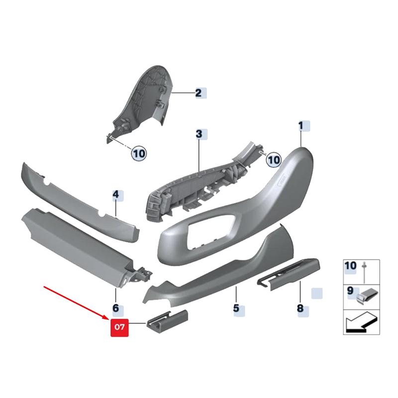 Authentic For BMW X5 M X6 F15 F16 F85 F86 2013-2018 1 Pair Front Seat Rail Trim 52107324971 52107324972 Seat Guide Rail Plate