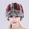 Lady Real Rex Rabbit Fur Hat Winter Knitted Natural Rex Rabbit Fur Caps Russia Women Warm Real Fur Beanies Hats