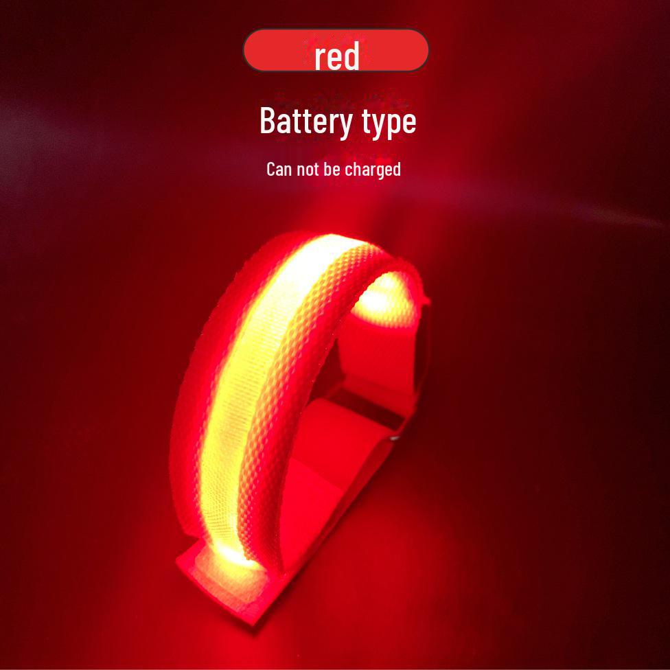 

Светодиодная светоотражающая повязка на руку: Спортивный браслет с зарядкой через USB для бега в ночное время, езды на велосипеде, сигнальный фонарь с сетчатым дизайном. battery model красный