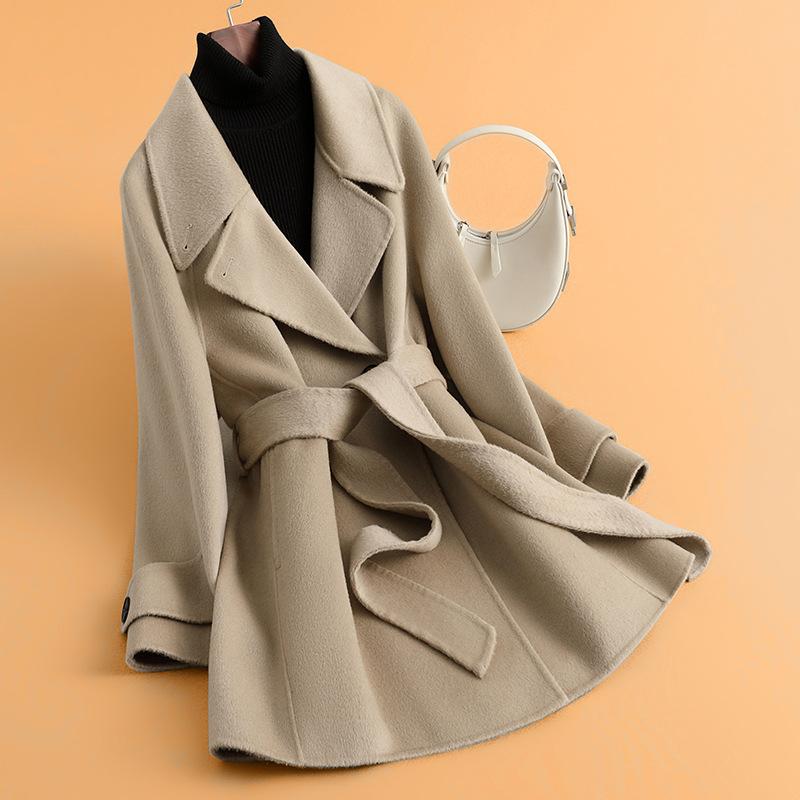 Double-sided wool coat women's medium and long spring new woolen coat high-end small woolen coat