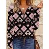 Full-body 3D Printed Love Stripe Pattern Zipper T-shirt, Casual Long-sleeved Top, Suitable for Spring and Autumn, Suitable for Home and Outdoor Wear