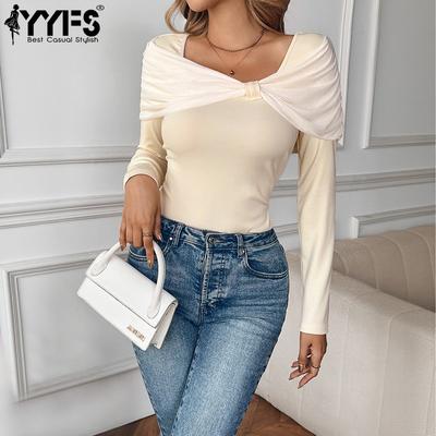 Women's Fashion Casual Spring Autumn Solid Color Print Long Sleeve U-Neck Blouses & Shirts
