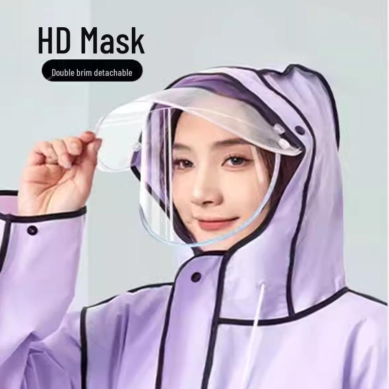 Unisex Stormproof Cycling & Hiking Rain Cape with Double Hood Brim - One-Piece Design