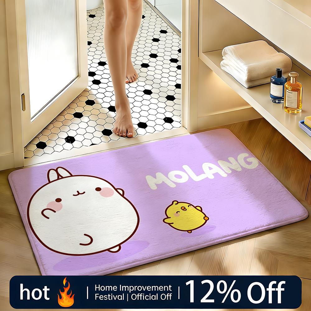 Soft Absorbent Non-Slip Rug Character Molang Floor Mat Home Decor Doormat Bedroom Floor Mat Shower Carpet