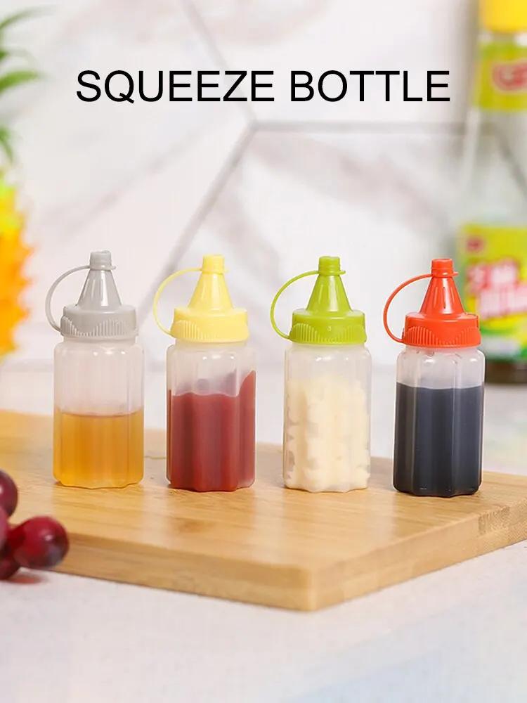 4PCS Kitchen Household Sauce Vinegar Squeeze Bottle Portable Outdoor Barbecue Picnic Feast Bottle Kitchen Accessories Small Tool