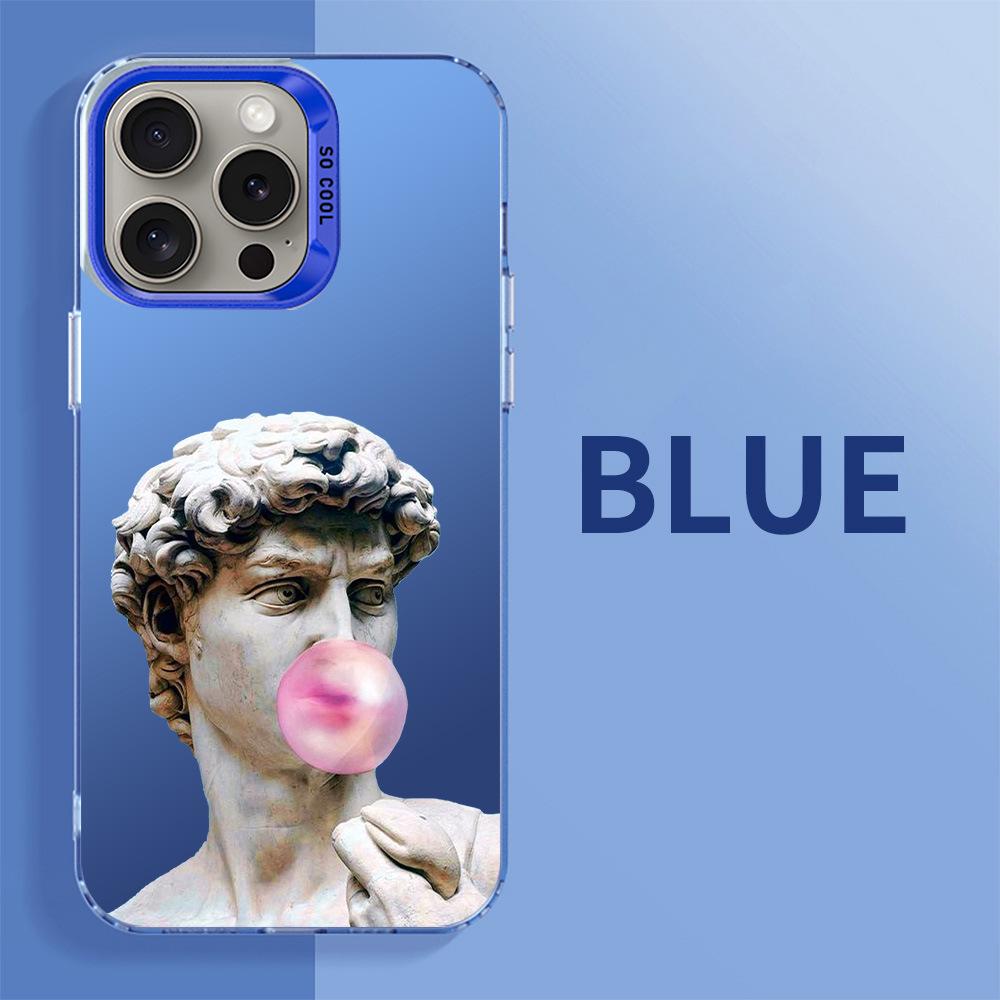 Серебристый чехол для iPhone с 3D-скульптурой Давида для iPhone 15/14/13/8/11 16e