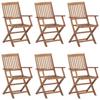 VidaXL Set of 6 Folding Garden Chairs with Cushions, Patio Seats, Dining Chairs, Patio Furniture 3074958