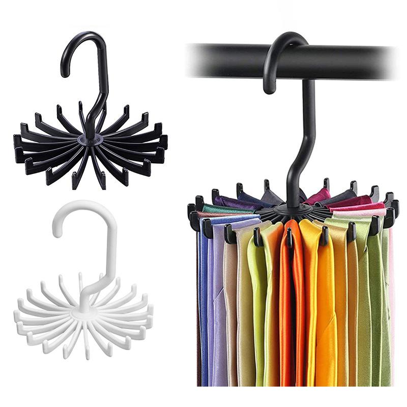 Black Plastic Living Room Hook Creative Multifunctional Large 18 Claw Tie, Belt, 360 Degree Rotatable Tie Hanger