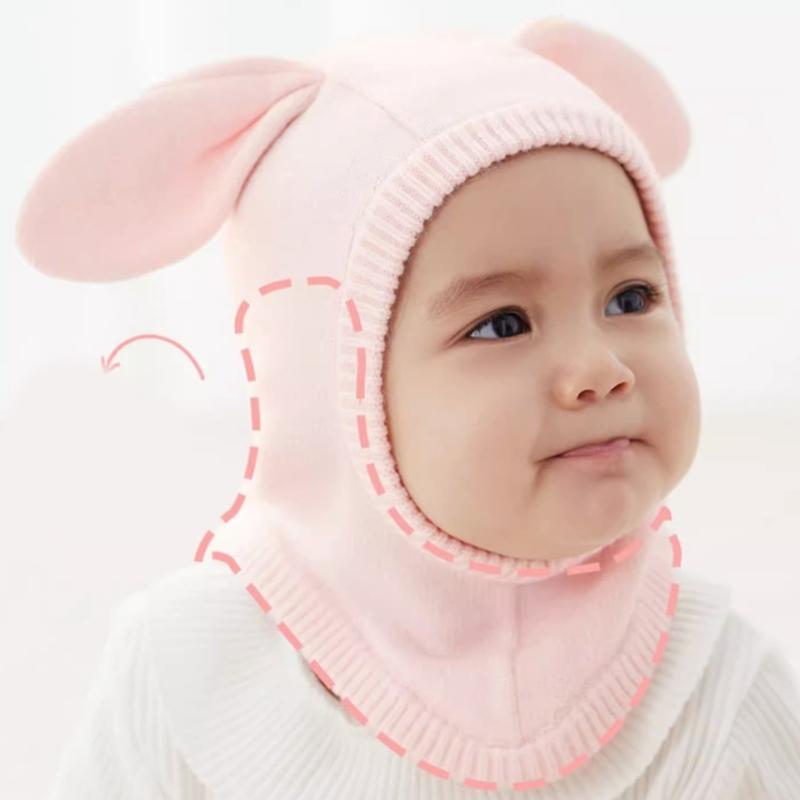 Baby Strickmütze, Herbst Winter Baby Mädchen Jungen Kopfschutz Mützen Kappe Integrierter Ohrenschutz Mütze Warme Mütze Kappe