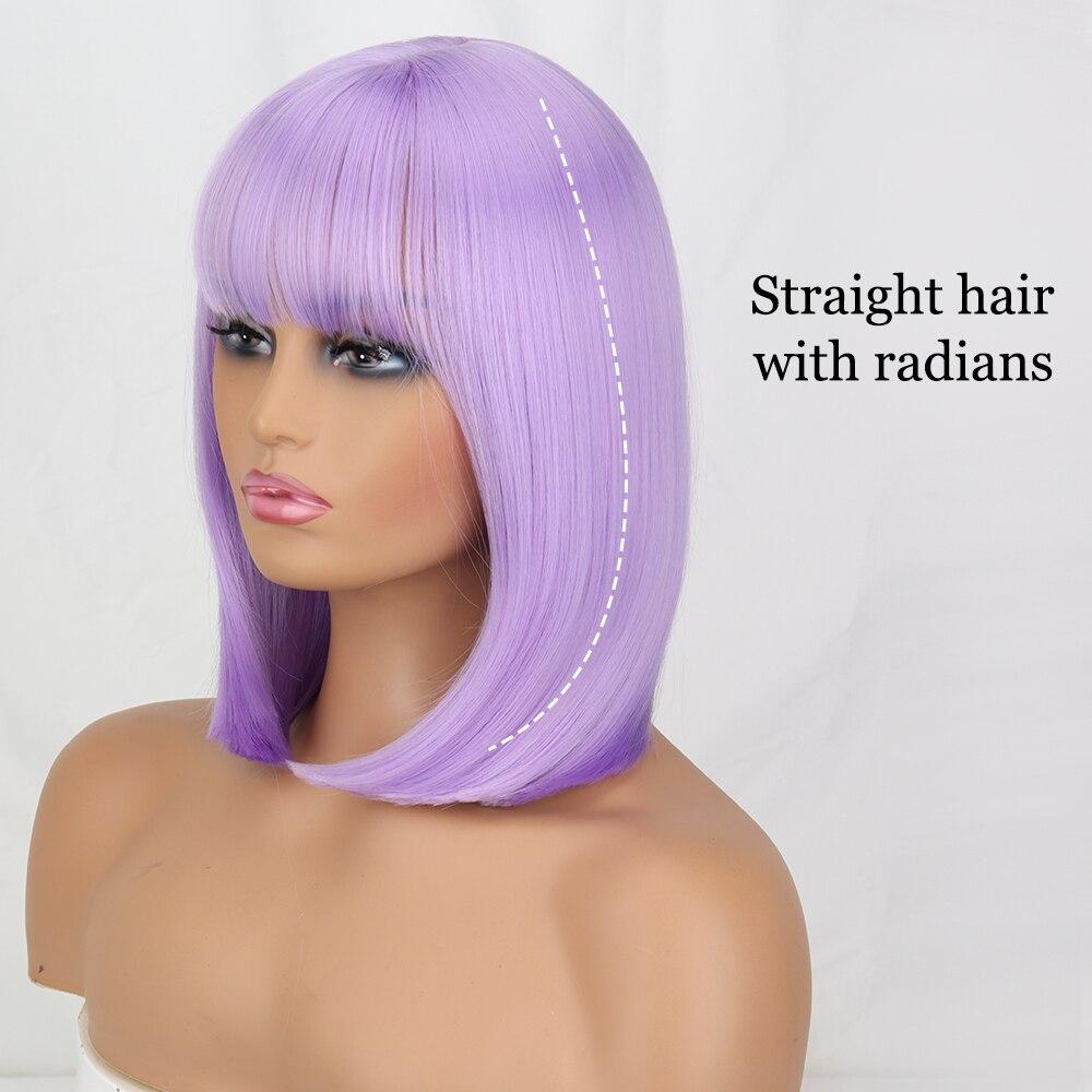 XINRAN Dámská móda Délka po ramena Čistě bílá paruka s Radians Syntetické vlákno Krátká rovná Bobová paruka s ofinou Cosplay