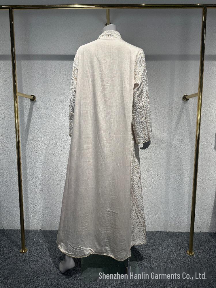 Elegante Abaya da Sera Ricamata con Paillettes L223 Mediorientale per Donne Musulmane