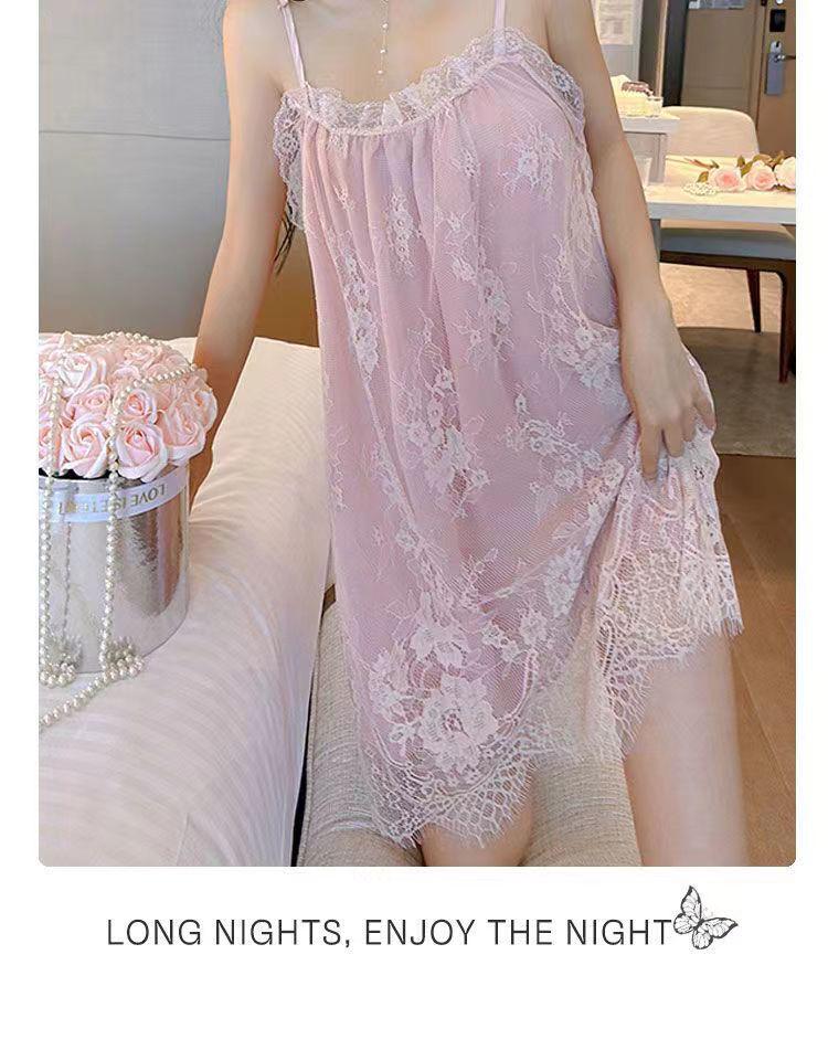 Sling Czyste Pragnienie Czarna Siateczka Duże Rozmiary Koronkowa Koszulka Nocna dla Kobiet