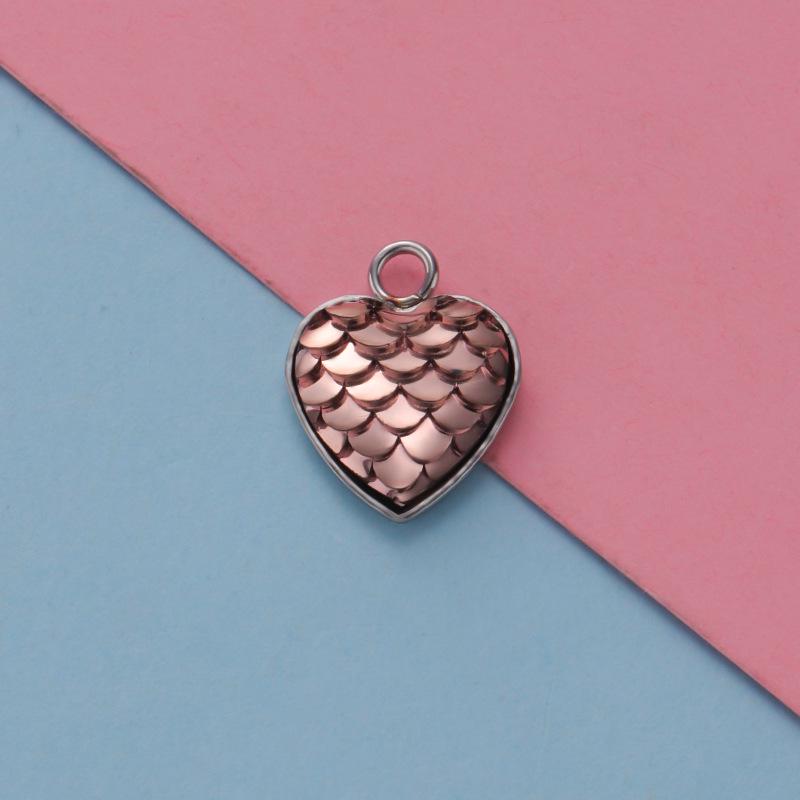 Stainless Steel Heart-Shaped Fish Scale Pendant - Ocean Series DIY Jewelry