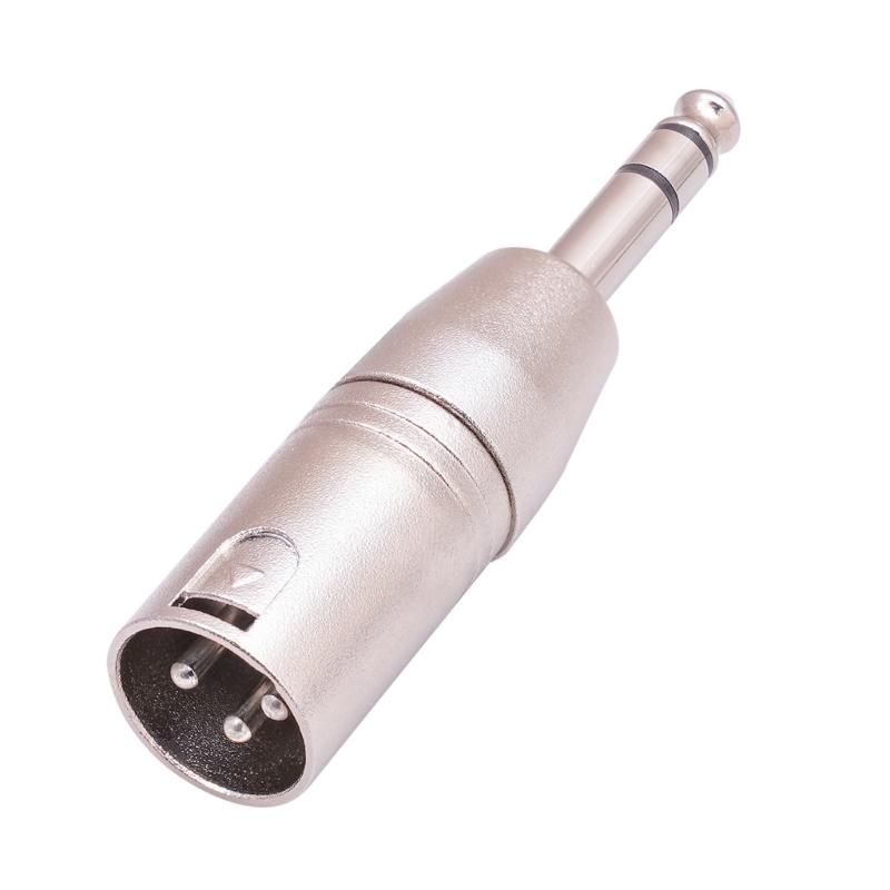 1/4" 6.35mm Male to XLR 3 Pin Male Jack Socket Audio Adapter Silver Interface Transfer Connector for Electronic Organ