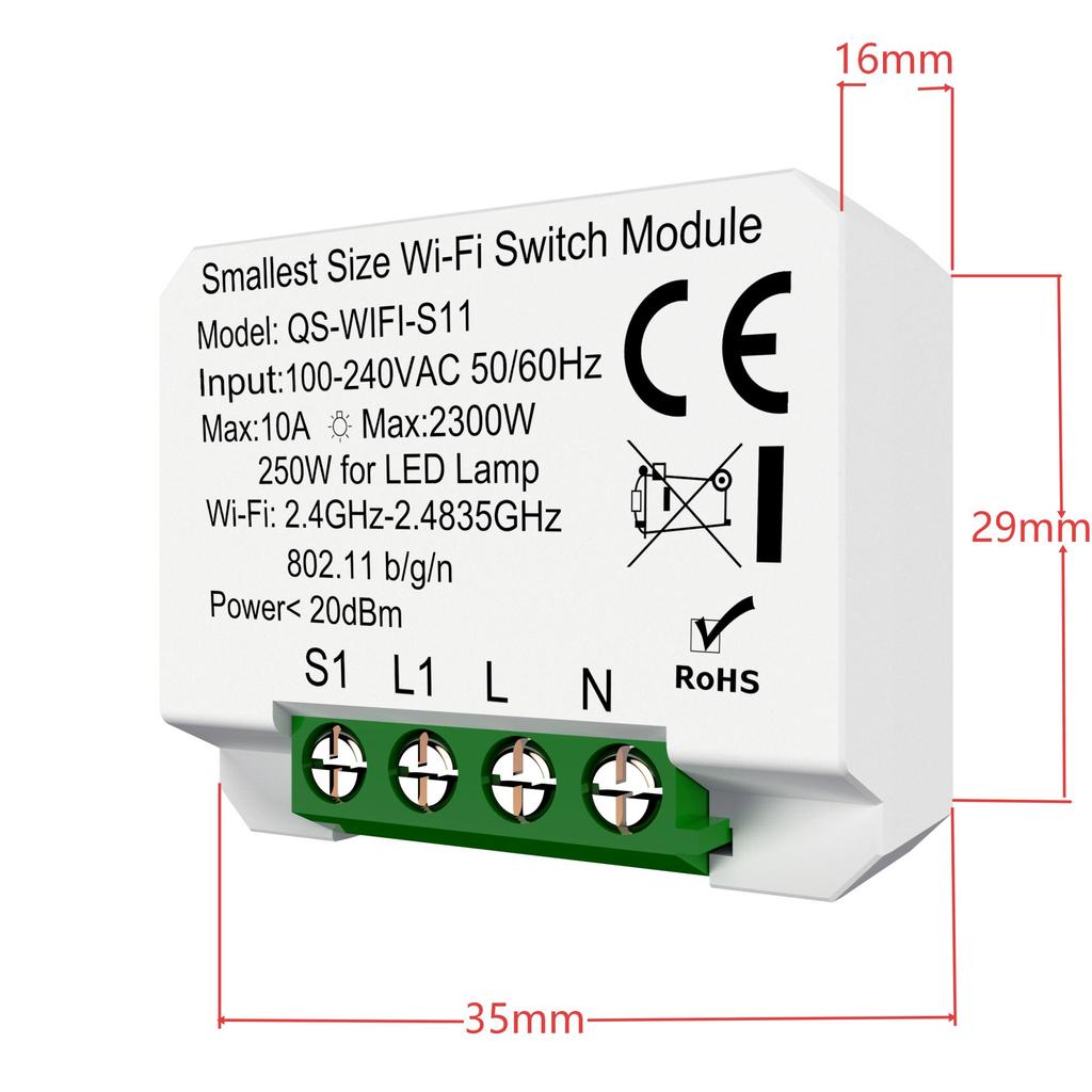 2.4G Zigbee 3.0 10A Compact Wall Smart Light Switch with PC Material Compatible with Alexa Google Home Yandex EU UK US