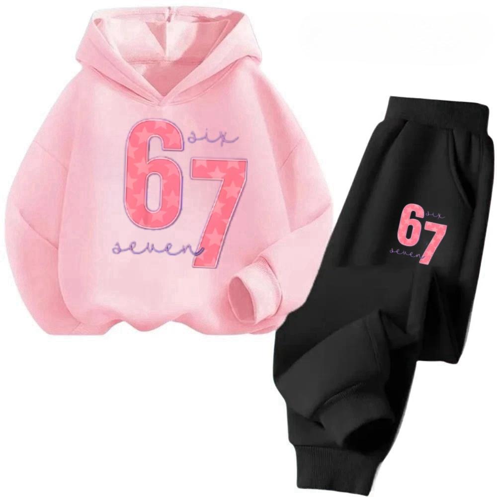 67 Trendy Big Kids Set 4-13Y Abstract Pattern 2Pcs Outfit Comfortable Daily Wear Worldwide Children's Comfortable Sweatshirt Set