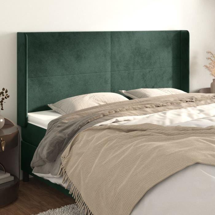 VidaXL Tête de lit avec oreilles Vert foncé 163x16x118-128 cm Velours3119357