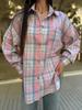 2025 Women's Long Sleeve Plaid Flannel Shirt - Preppy Style, Plus Size, Casual Coat
