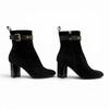 Great LOUIS VUITTON Short Boots Black Suede Leather Women 36.5 Used