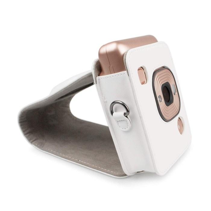 [Kinokoo] Instax Mini Liplay Case Button Operation, Shoulder Strap, 12 Cheki Photo Stickers (White)