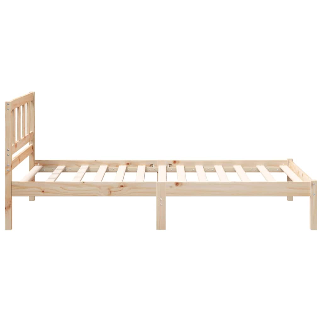Brown Bed Frame with Headboard 75 x 190 cm Solid Pine Wood