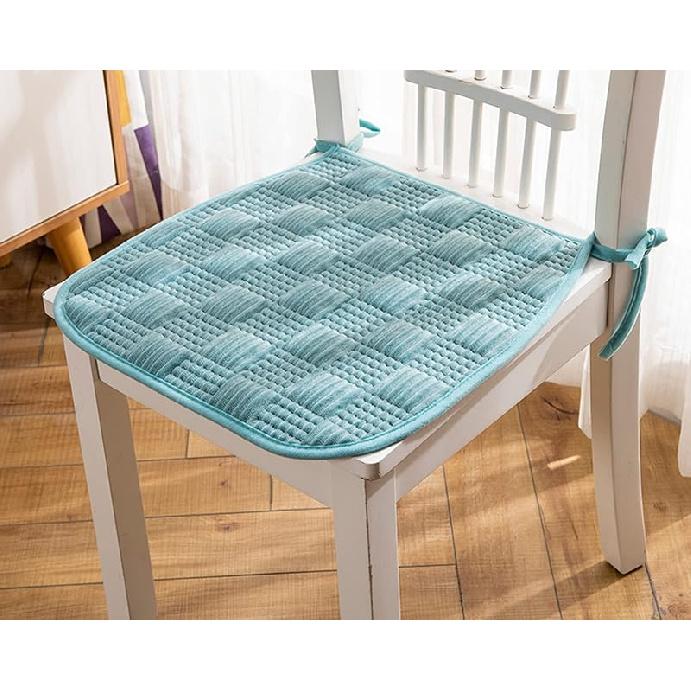 4 Pack Flannel Chair Cushion for Desk Chair Soft Plush Nonslip Seat Cushions Washable Kitchen Dining Chair Pads with Ties Office Car Sitting Chair