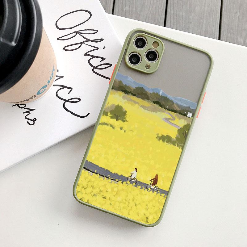 Scenery Girl Cute Illustration Phone Case For iPhone 16 15 13 12 11 Pro Max Mini SE2 7 8 14 Plus XS X XR Shockproof Back Cover