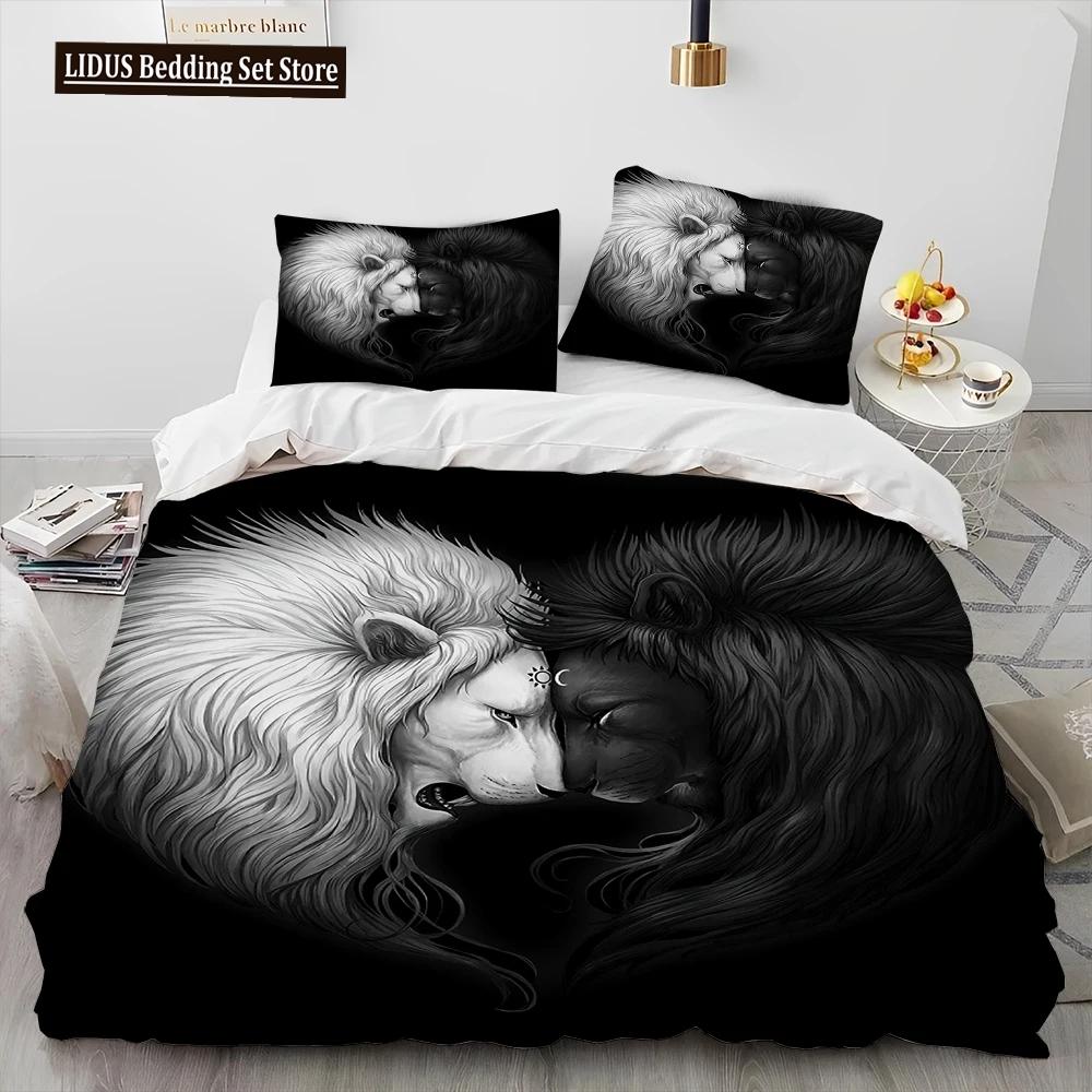 3D Tiger Leopard Wolf Animal Luksusa gultas veļas komplekts, Segas segas gultas komplekts Segas pārvalks spilvendrāna, Karaļa izmēra gultas veļas komplekts