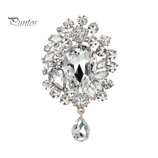 

Брошь из искусственного хрусталя, инкрустация блестящими стразами, брошь, булавка, женская трендовая элегантная вечеринка, ювелирный аксессуар, подарок на годовщину свадьбы белый