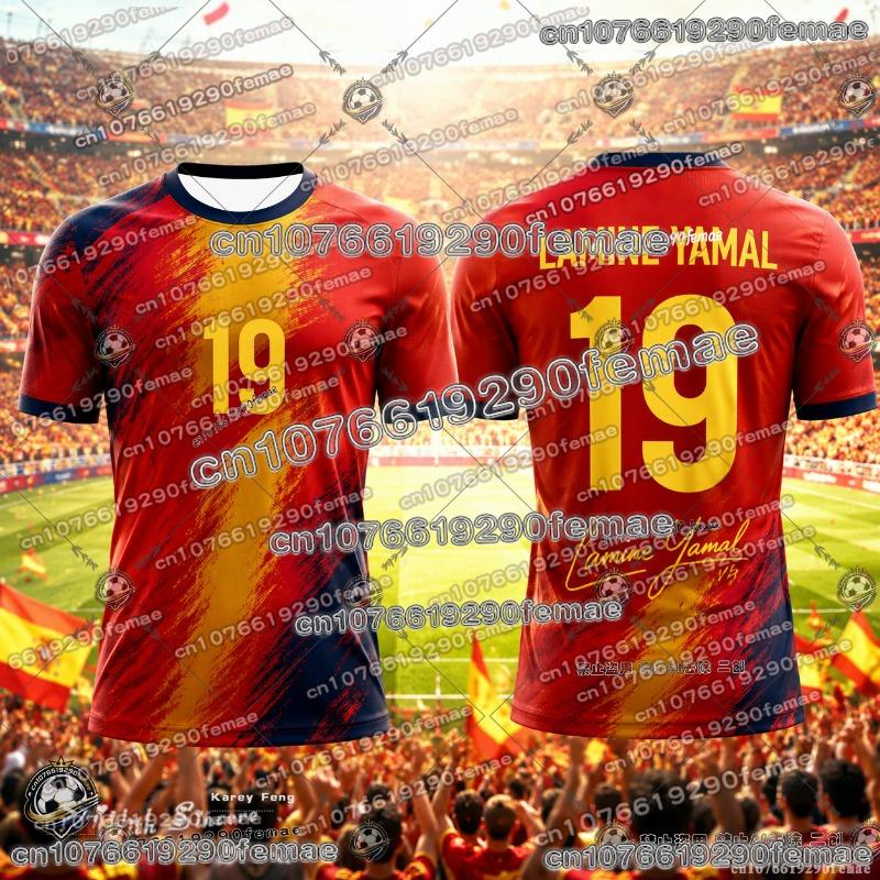 Spanish-style Summer 3D Printed Football Jersey T-shirt Loose and Comfortable Recommended for Sports Wear