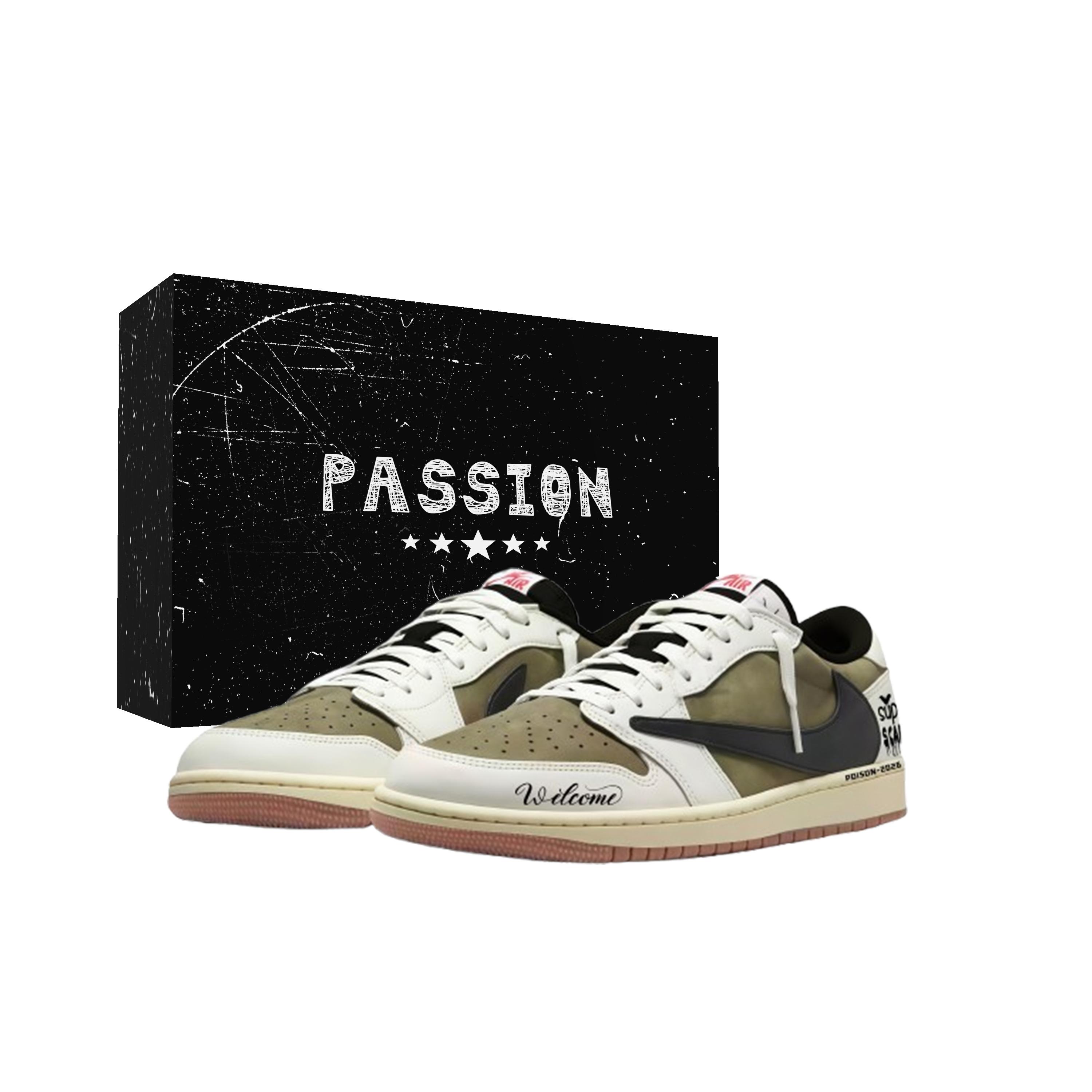 

Travis Scott x Jordan Air Jordan 1 Beige Green Journey Travis Scott X AJ1 Low Cushioning Low top DZ4137-700(Team1698-) 41
