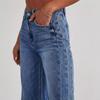 Neue Damen Vintage Gewaschene Gerade Bein Jeans, Lockere Passform Breite Beine Bodenlange Denim Hosen für Lässige Streetwear