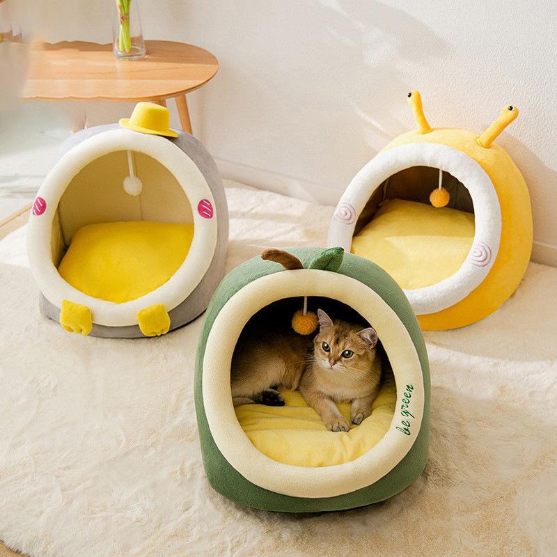 Cozy Autumn/Winter Cat and Small Dog Semi-Enclosed Bed: Removable Pet House