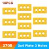3709 2x4 Plate 3 Holes Reinforced DIY Building Blocks Accessories Hole Bricks Suitable For All Brands Small Particles Toy