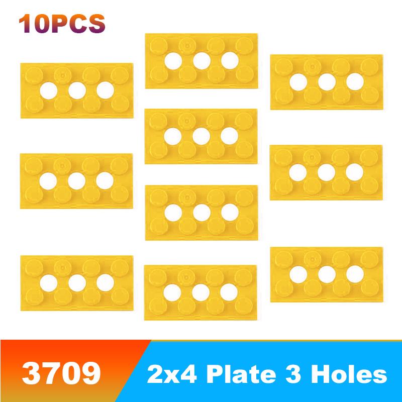3709 2x4 Plate 3 Holes Reinforced DIY Building Blocks Accessories Hole Bricks Suitable For All Brands Small Particles Toy