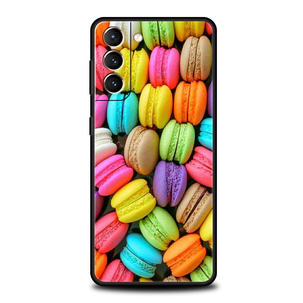 Cute Macarons Dessert Case For Samsung Galaxy S22 S21 S20 Ultra FE 5G S24 S9 S10 Plus S23 S10E Silicone Phone Cover