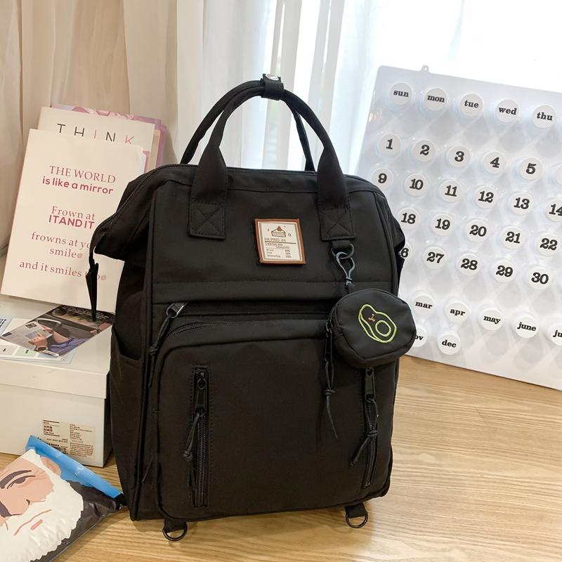 Solid Color Student School Bag Girls Backpack Student Travel Backpack