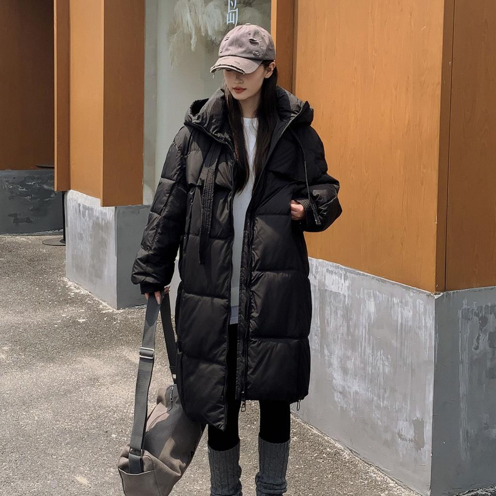 Thickened down cotton jacket women's long knee-length Korean version loose cotton jacket bread jacket winter new padded jacket jacket